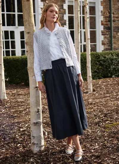 Ladies Sleeveless Aran Cardigan 